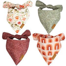 Remy+Roo Bandanas para perros – Paquete de 4 | Rubi | Tela duradera de alta calidad | Forma única | Ajuste ajustable | Múltiples tamaños ofrecidos (XL)