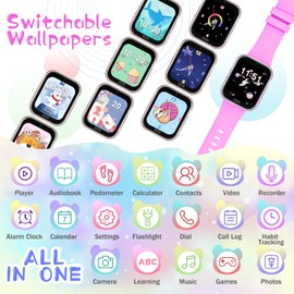 Children's Smartwatch - Smart Watch Phone for Children's Watch Girls Boys with Games Call Function SOS Camera Music Pedometer Torch Alarm Clock Kids Calling Gift for 4-10 Years, Purple
