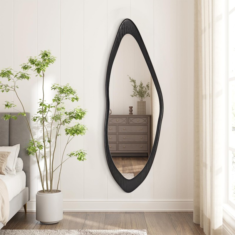 AAZZKANG Irregular Wall Mirror Full Length Large with Wood Framed