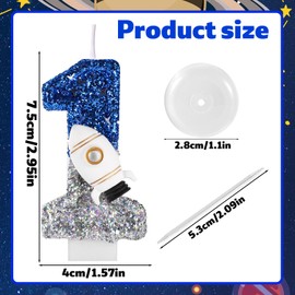 Raumschiff Geburtstagskerze, Weltraum Astronauten Geburtstagsdeko Glänzende Astronauten Zahlenkerze Weltraum Kuchendeko für Mottopartys (1)