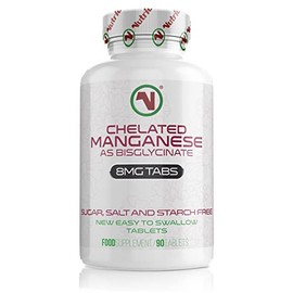Nutriodol Chelated Manganese Bisglycinate Tablets | 90 Tablets Per Bottle | Half Tablet Per Day | Essential Trace Mineral | Suitable for Vegans