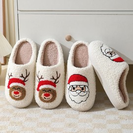 YAQUEKOU Slippers Women's Winter Men's Slippers Plush Slippers Cartoon Slippers Teenager Girls Cuddly Warm Slippers, E