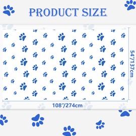 QUERICKY 2 Pack Puppy Paw Print Tablecloth, 54x108'' Blue Plastic Disposable Table Cover for Pet Themed Party Decoration for Cat Dog Birthday Party Supplies Lets Pawty Party Supplies