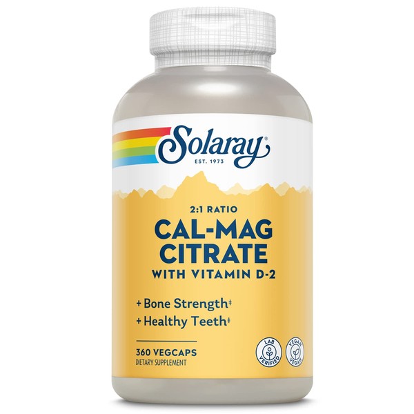 Solaray Calcium Magnesium Citrate 2:1 Ratio with Vitamin D2, Healthy