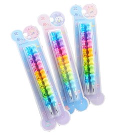 Yohope 8 in 1 Stackable Plastic Pencils HB Refillable Non-Sharpening Stacking Colored Pencils Set for Students, Teachers, Office, Birthday Party Favors Supplies,multicolor,14cm