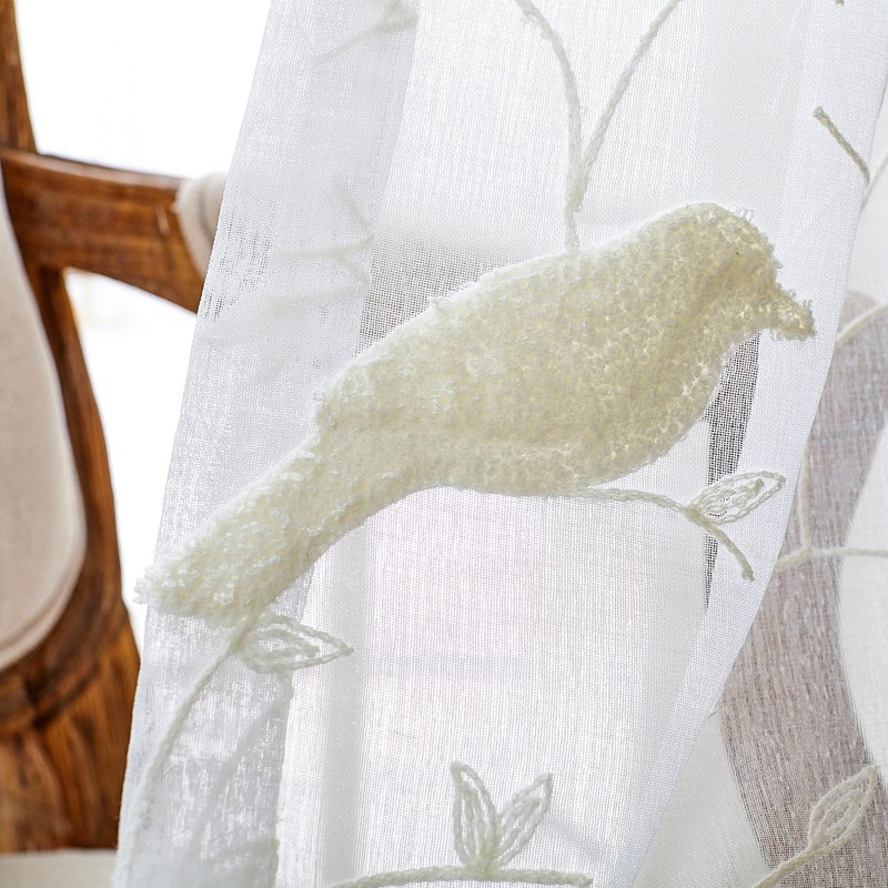 VOGOL White Rod Pocket Sheer Valance, Solid Window Treatment Kitchen