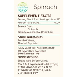 HerbEra Spinach A120 Alcohol Herbal Extract Tincture, Super-Concentrated Spinach (Spinacia oleracea) Dried Leaf (4 fl oz)