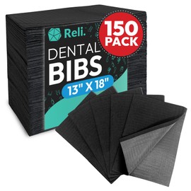 Reli. Black Dental Bibs (150 Pack) | 13"x18" Dental Bibs Disposable for Patients, Dentists | 3-Ply Waterproof, Disposable Sheets for Medical Tray Cover, Nail Mat, Tattoo Shop