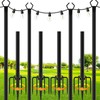 SINLEY 4 Pack String Light Poles,10 Ft Metal Poles with