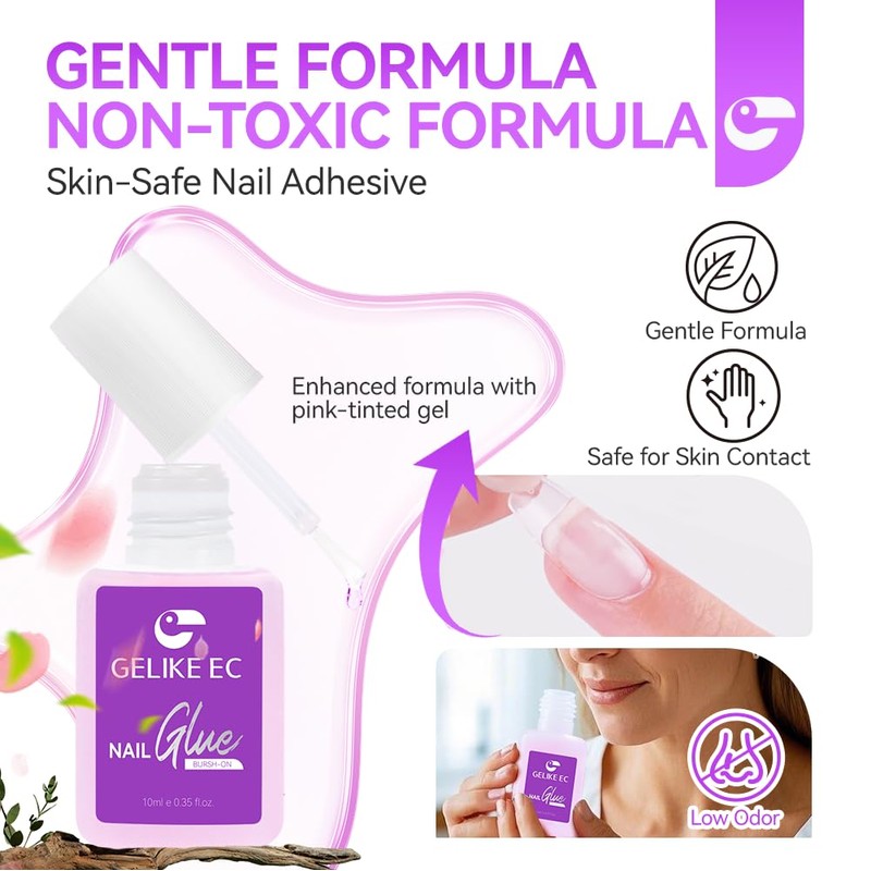 Gelike EC Colla per Unghie Extra Forte con Pennello, 10ml