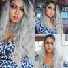 Darklove Peluca Larga De Mujer Color Gris Degradado Pelo Ola
