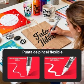 3 bolígrafos de pintura blanca y 3 negra, marcadores de pintura en blanco y negro para pintura de roca, madera, vidrio, plástico, cerámica y fárabe, m