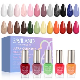 SAVILAND Nagellack Set auf Wasserbasis, 24 Farben Schnelltrocknend Langanhaltender Nagellack Braun Nude Glitzer Rosa für Frauen Nail Art Maniküre Kunst Ohne UV-Lampe Geschenkset für DIY Nail Art