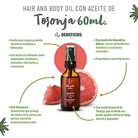 OLEUM VITAE Hair & Body Oil. Aceite para Cabello y Cuerpo con Aceite Esencial de Toronja. Ingredientes Naturales. Hidratación Profunda. 60ml