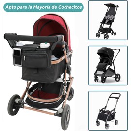 Organizador De Cochecito, Organizador Universal Para Cochecito Con Portavasos Aislados, Bolsillo Extraíble Para Teléfono Y Correa Para El Hombro, Se Adapta a La Mayoría De Cochecitos