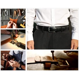 KM Legend Men's Genuine Leather Dress Belt with Premium Quality - Classic & Fashion Design for Work Business and Casual (eBlack, 32)