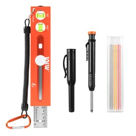7 Inch Aluminum Torpedo Level with 90°/180° Bubble Vials,Magnetic Leveler Tool with Sliding Marking Ruler, Include Carpenter Pencils