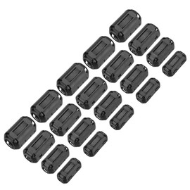 sourcing map 20Pcs 4 Sizes Clip-on Ferrite Ring Core, Ferrite Beads EMI RFI Noise Cable Clip for 5mm/7mm/9mm/13mm Diameter Cable, Black