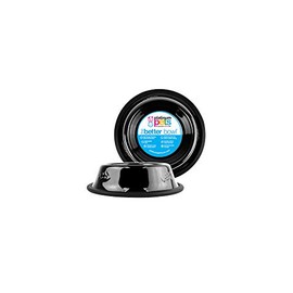 Platinum Pets 1 Cup Embossed Non-Tip Stainless Steel Cat Bowl, Midnight Black X-Small