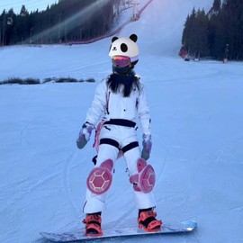 YCONNECT - Funda para casco de esquí, snowboard, monopatín, bicicleta, fundas de casco de punto para esquí, parapente, divertidos regalos para niños y adultos (panda blanca