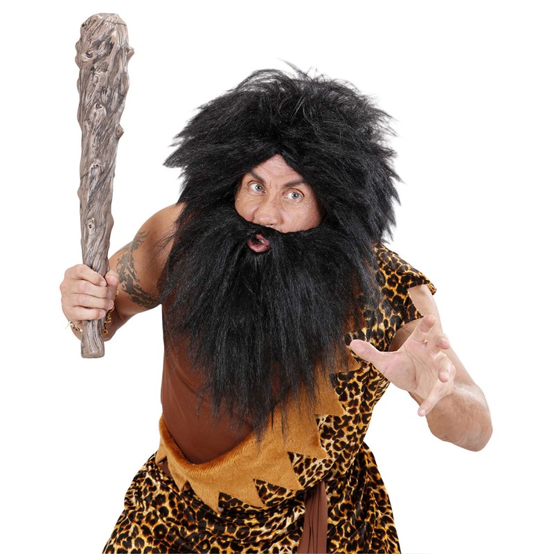Mens Black Caveman - Pirate withBeard Wig for Hair Accessory