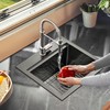 YITAHOME Black Drop In Kitche Sink Workstation, 15" Top Mount