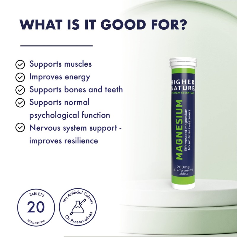 Higher Nature - Magnesium Effervescent - 200mg Magnesium Effervescent Supplement