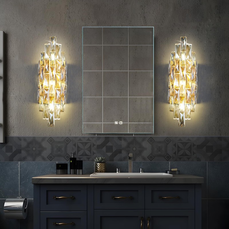 Modern Crystal Wall Sconces,Gold Wall Light Fixtures, Luxury Indoor Wall