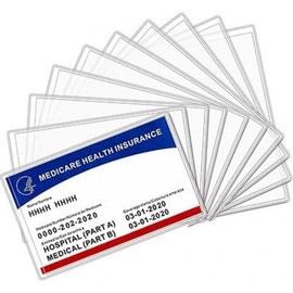 New Medicare Card Holder Protector Sleeves 5 Pack, Social Security Card Protector, 12 Mil Clear PVC Water Resistant Plastic Sleeves for New Medicare Cards, Business Cards, ID Cards - Color: 5