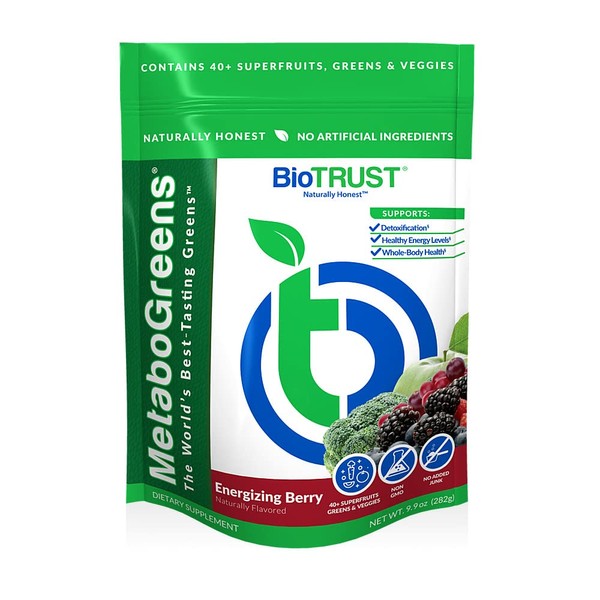 BioTrust Metabo Greens Superfood Powder - Super Greens Powder, Vegetable Greens Supplement with Spectra Blend - Non GMO, Soy Free, Gluten Free, Dairy Free, Energizing Berry Flavor (30 Servings)