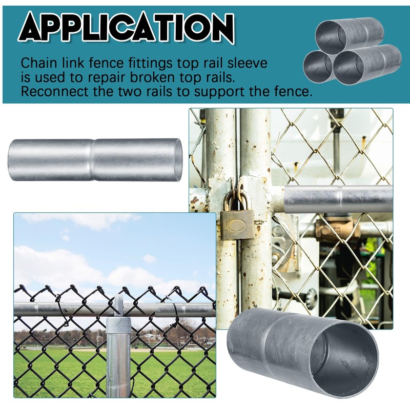 Tandefio 8 PCS Top Rail Sleeve Galvanized Steel Chain Link