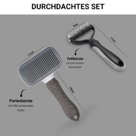 FinoPet Set of 2 undercoat brushes for dogs and cats, effective dog brush for undercoat, ideal for long hair, grooming and claw care, dematting comb for dogs and cats, hair brush cat