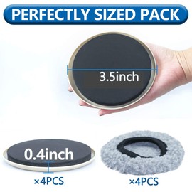 Kayzn Furniture Sliders, Multi-Surface Furniture Movers Sliders for Carpet and Hardwood Floors, 4 Pack 3 1/2" Moving Pads and 4 Hardwood Socks, Slide Furniture on Any Surface Easily!