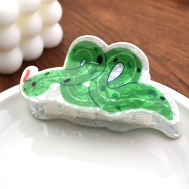 3.5" Green Snake Shape Hair Claws Light Weight Hair Accessories Plastic for Women Girls Medium Hair Clip