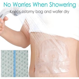 EaseCare Waterproof Ostomy Bag Shower Cover with Non Sticky Pad Colostomy Ilostomy Urlostomy Pouch Shower Guard Shield 10.2x10.2, 25pcs