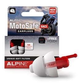 Alpine MotoSafe Race - Tapones para los oídos reutilizables para motocicleta, reducción de ruido y protección para los oídos - Hipoalergénicos