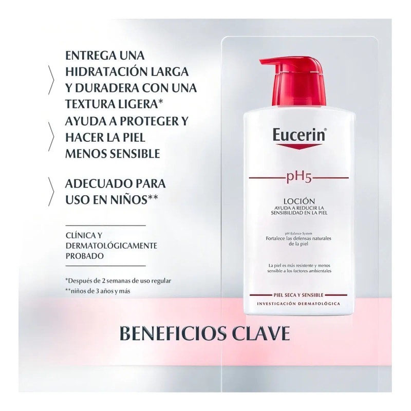 Eucerin pH5 Loción Corporal Hidratante, Protección Diaria, 1 L