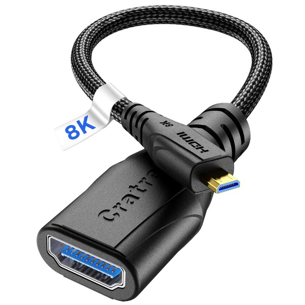 Cratree 8k Micro HDMI to HDMI Adapter, Micro HDMI Male