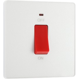 BG Electrical Cooker Control Switch Unit with LED Power Indicator, Single Plate, Double Pole, Screwless, Evolve, Pearlescent White, 45A, PCDCL74W