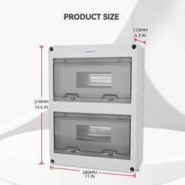 MOLLOM 24 Way Circuit Breaker MCB Distribution Protection Box with DIN Rail, IP65 Waterproof,for Indoor and Outdoor
