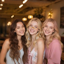 Tonsmile Pack of 20 Glitter Freckles Tattoos for Face, Waterproof & Sweatproof Glitter Freckles Stains Stickers in Gold & Silver for Festival, Party, Wedding & Beach