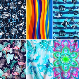 Genovega 6 Packs Oversized Terry Beach Towel Set 36 x 72 Soft Thin Extra Large Pool Camping Swim Bulk Towels Blanket Clearance Travel Adult Essentials Accessories Must Haves Vacation Striped Boho