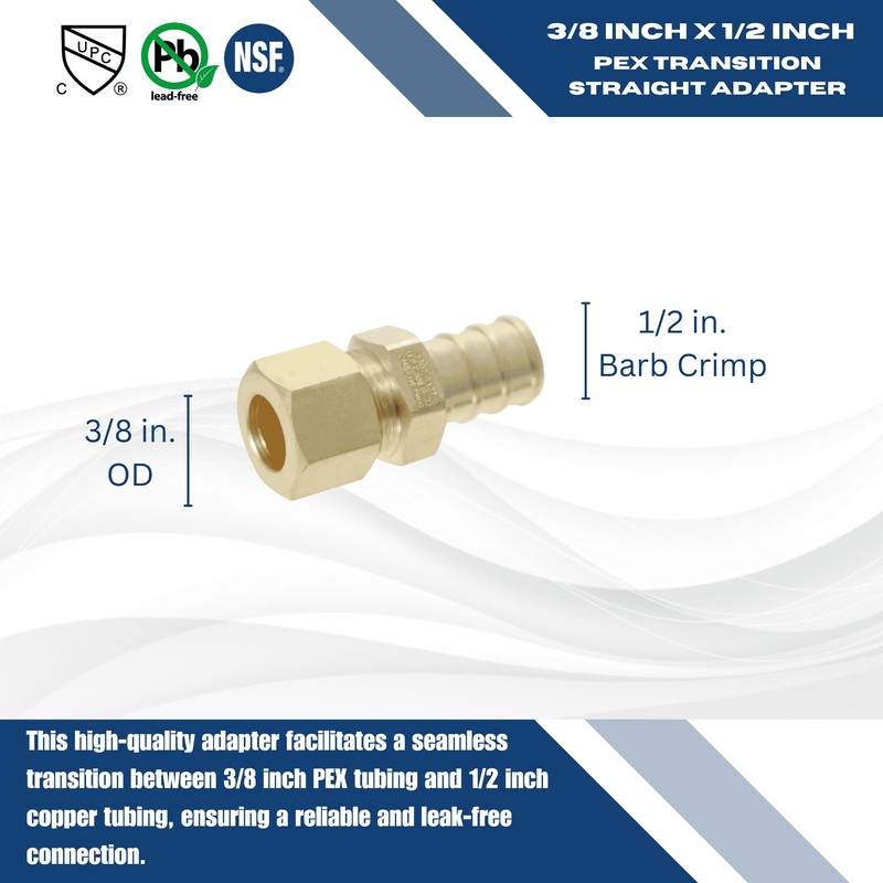XFITTING 2 Pieces 1/2" Pex X 3/8" OD Compression Straight