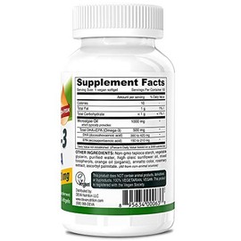 Deva Vegano Omega-3 DHA EPA Suplemento – Una vez por día Softgel 500 mg – Libre de carragenano – Sin gelatina – Sin pescado – Aceite de algas omega-3 