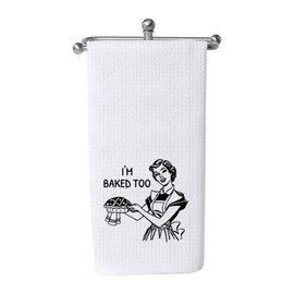 WCGXKO Baking Gift I’m Baked Too Cute Housewarming Gift Novelty Dish Towel Kitchen Decor for Mom Sister Friend (I’m Baked Too Towel)