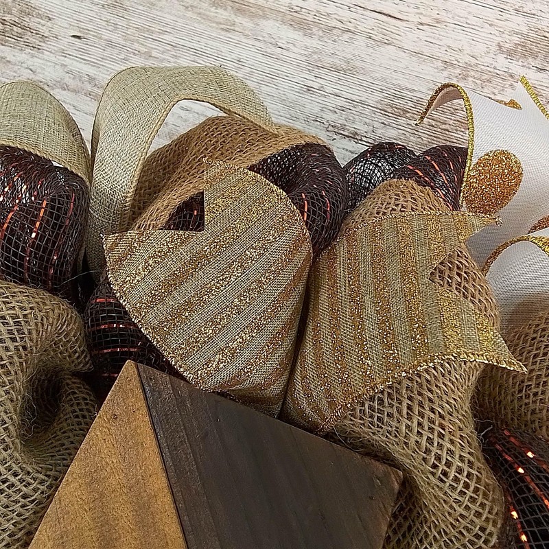 Gold and Burlap Cross Rustic Door Wreath | Cross Mesh