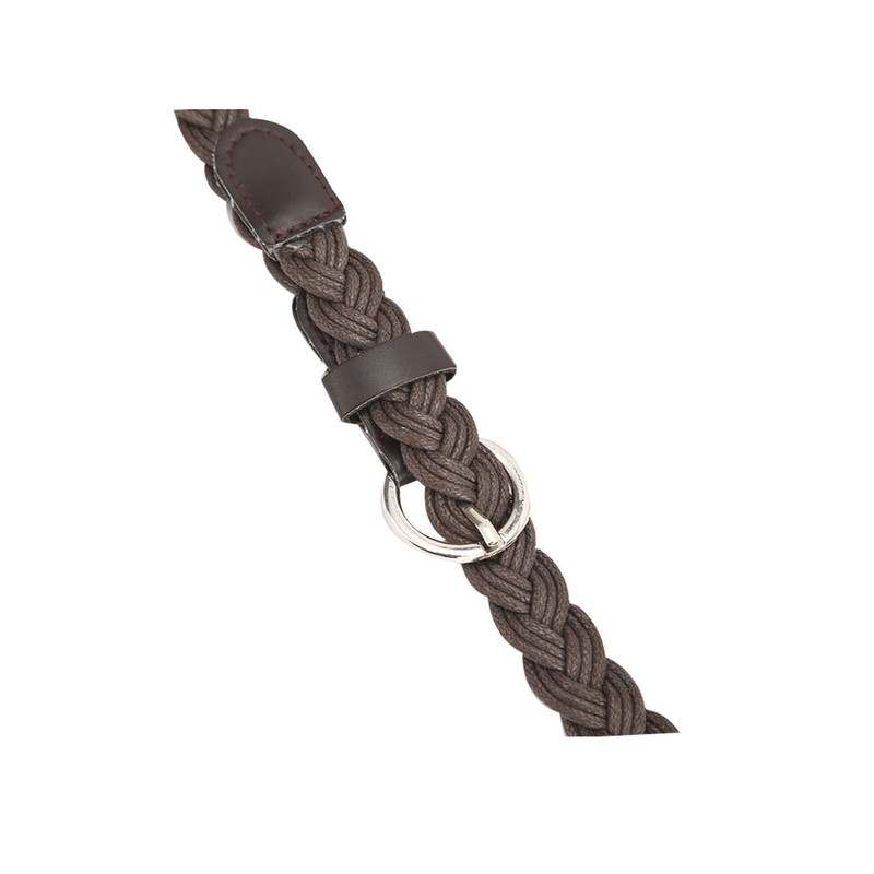 sourcing map Women Adjustable Single Pin Buckle Skinny Braided Belt
