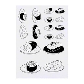 4 x 'Four Types of Sushi' Temporary Tattoos - Water Resistant, Skin-Safe, Non-Toxic Transfers, Mixed Sizes (TO00078972)