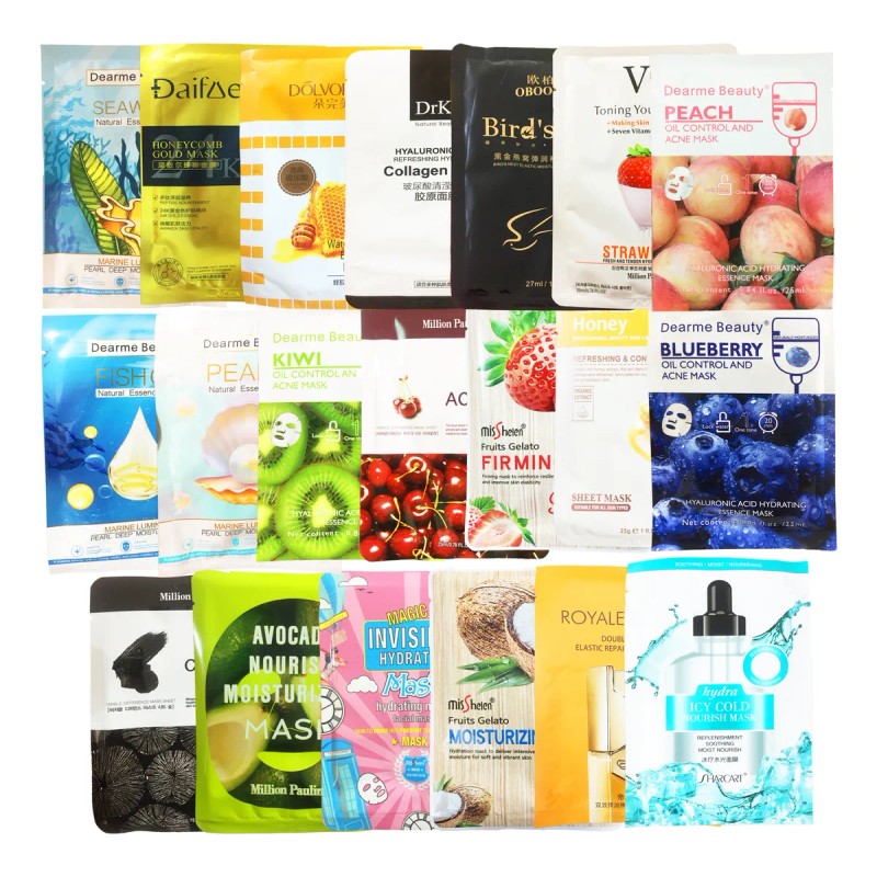 Mix 100 Mascarillas De Tela Hidratantes Faciales Variedad Mixta