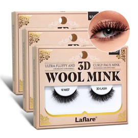 Laflare Wool Curl Faux Mink 3D Eyelashes | Lightweight, Reusable | Ultra Fluffy, Frizzy Curly | Unique & Trendy Look Eyelashes. (LFWM-WM07)